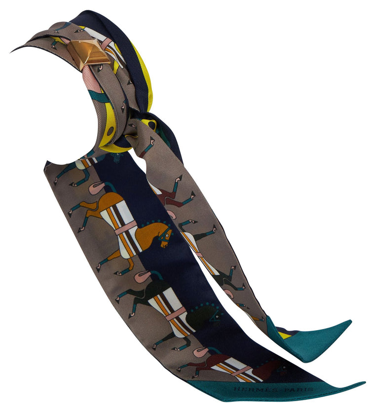 Hermès Dressage Horses Silk Twilly Scarf