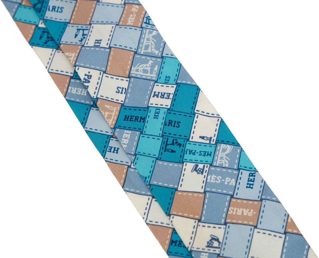 Hermès Blue Ribbons Silk Twilly Scarf