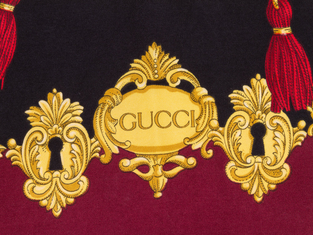 Gucci Burgundy Silk Twill Key Scarf