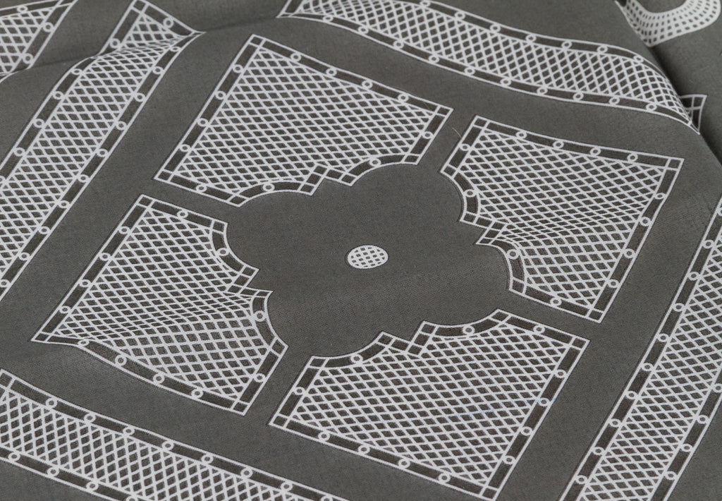 Hermès Grey Geometric Cotton Pochette