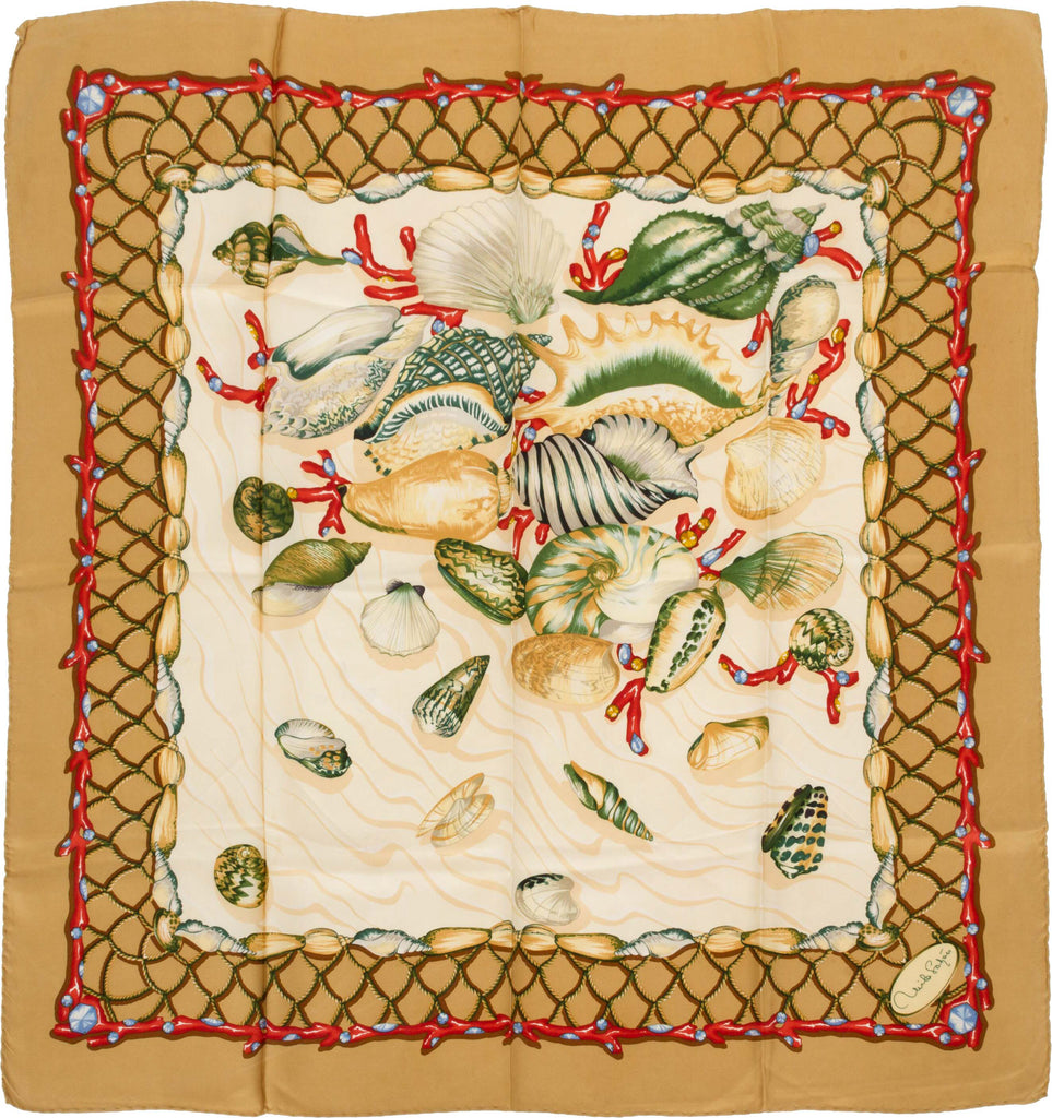 Mila Schon Caramel Shells Silk Scarf