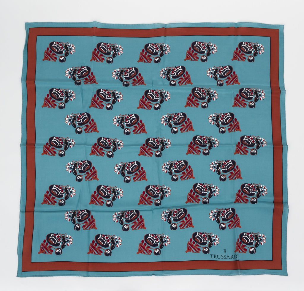 Trussardi Avio/Brown Silk NEW Scarf