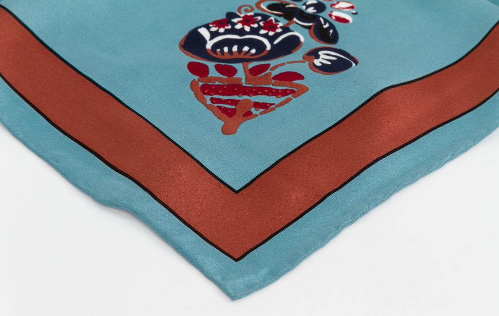 Trussardi Avio/Brown Silk NEW Scarf