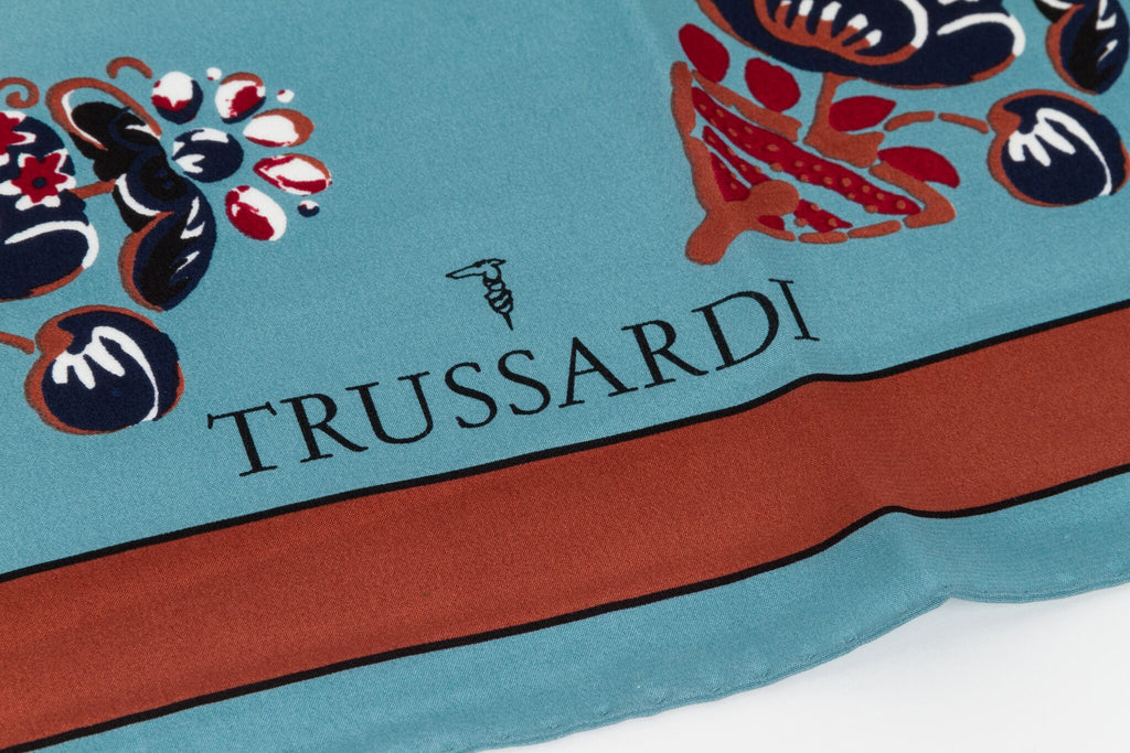 Trussardi Avio/Brown Silk NEW Scarf