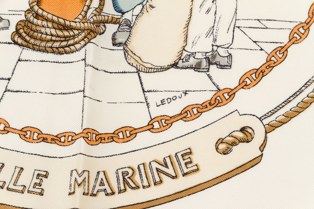 Hermès Blue Vieille Marine Silk Scarf