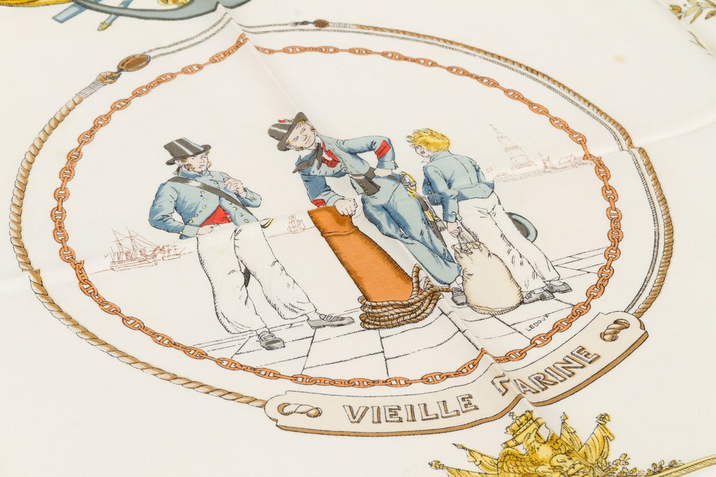 Hermès Blue Vieille Marine Silk Scarf