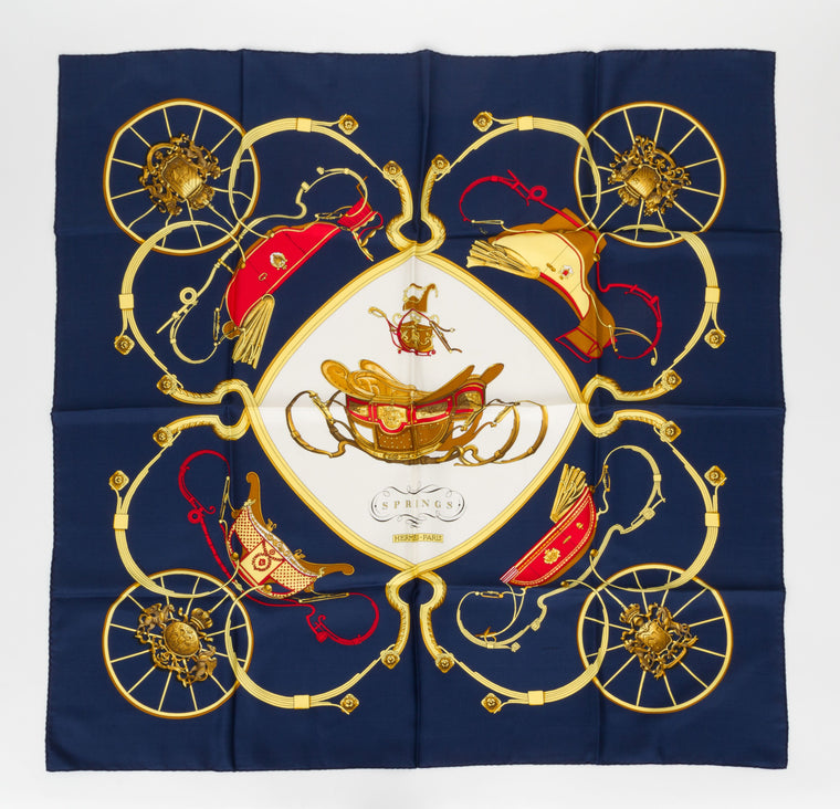 Hermès Blue Silk Springs Scarf by Ledoux