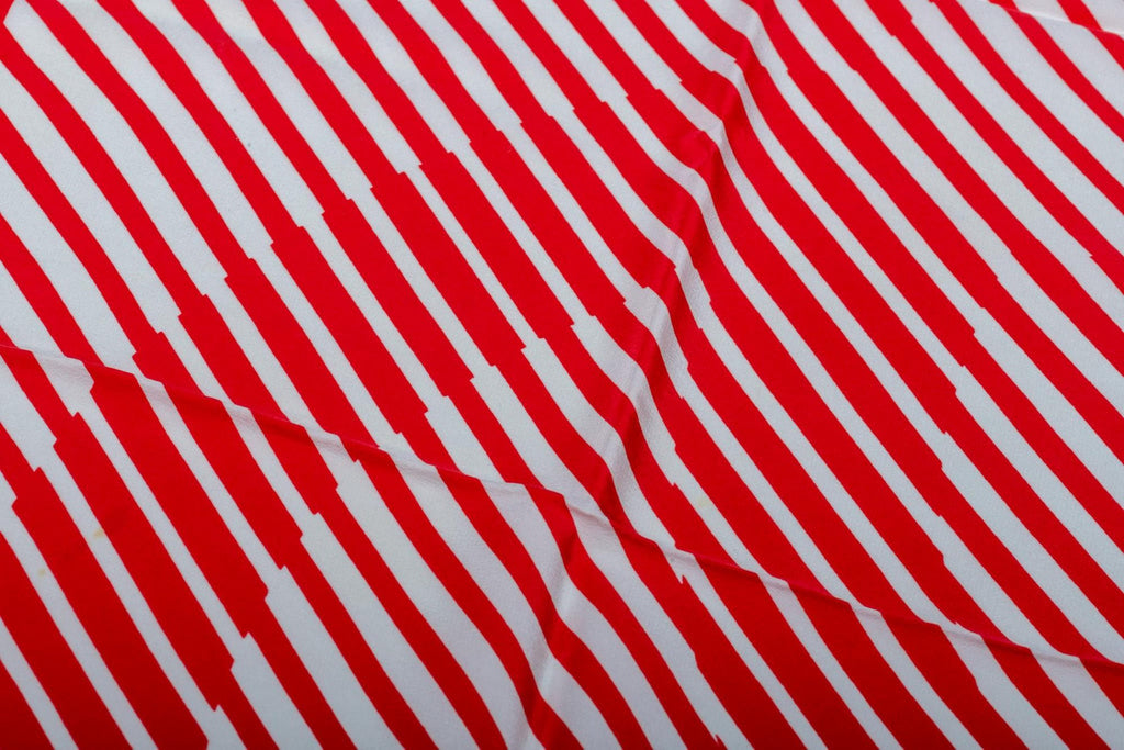 Chanel Red & White Logo Silk Scarf