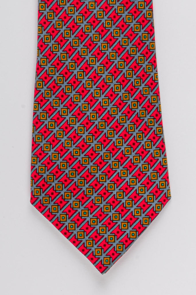 Hermès Hot Pink Geometric Silk Tie