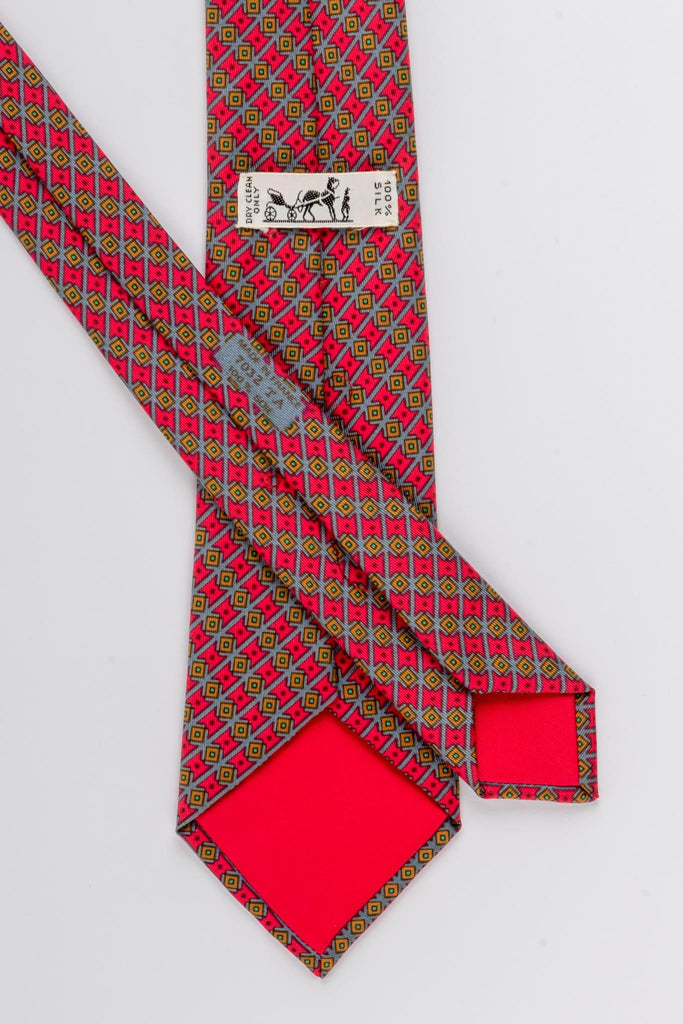 Hermès Hot Pink Geometric Silk Tie