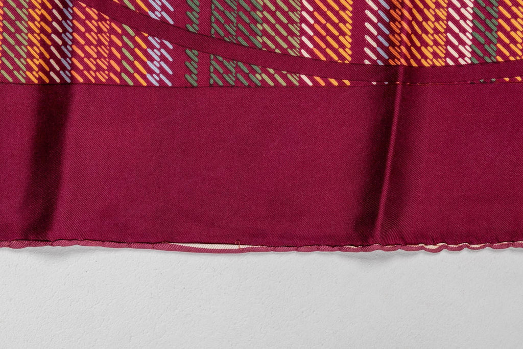 Dior Burgundy Silk Flower Bouquet Scarf