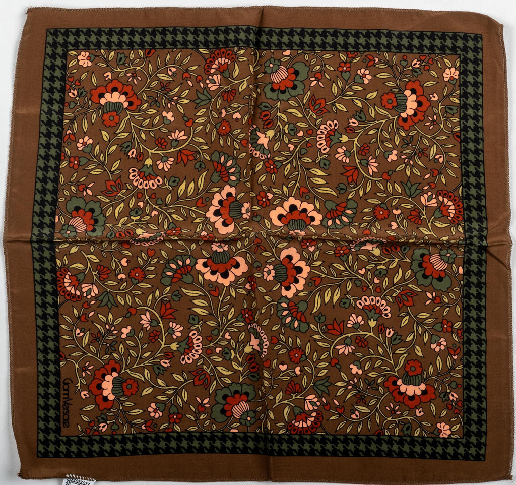 Versace Vintage Silk Brown Small Scarf