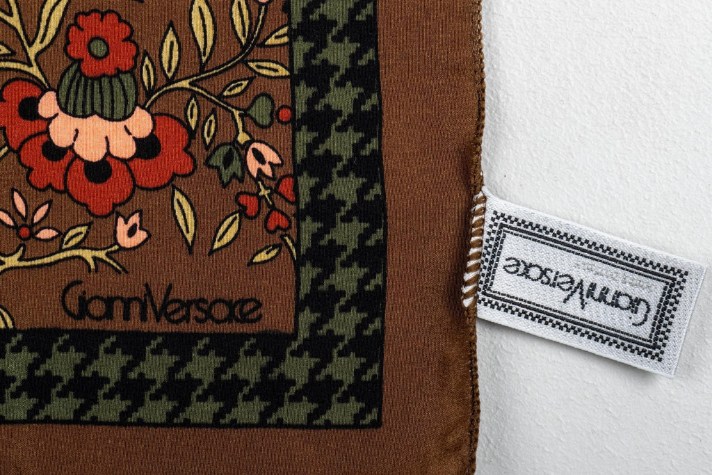 Versace Vintage Silk Brown Small Scarf