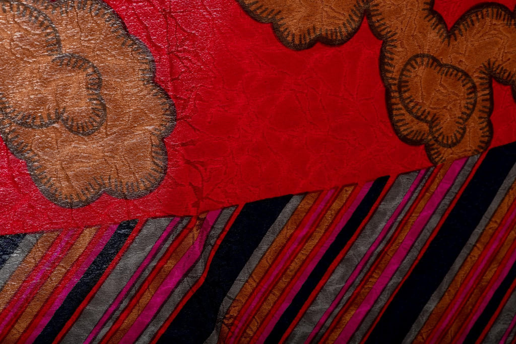 Lanvin Red Silk Striped Scarf