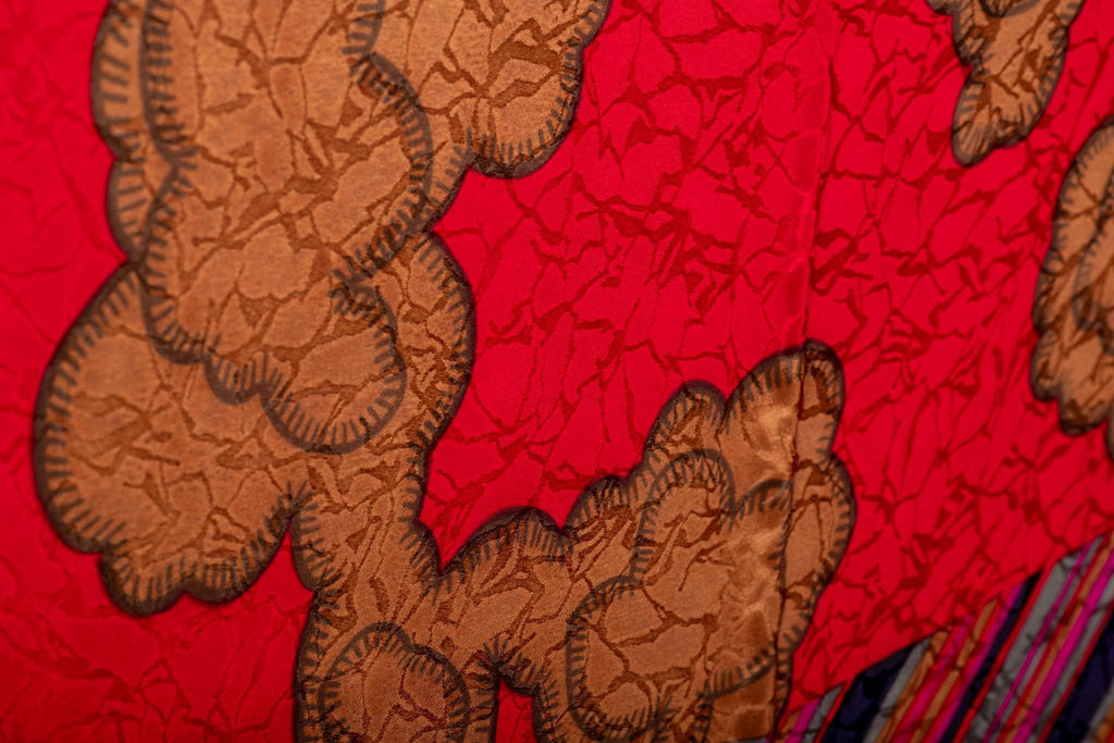 Lanvin Red Silk Striped Scarf