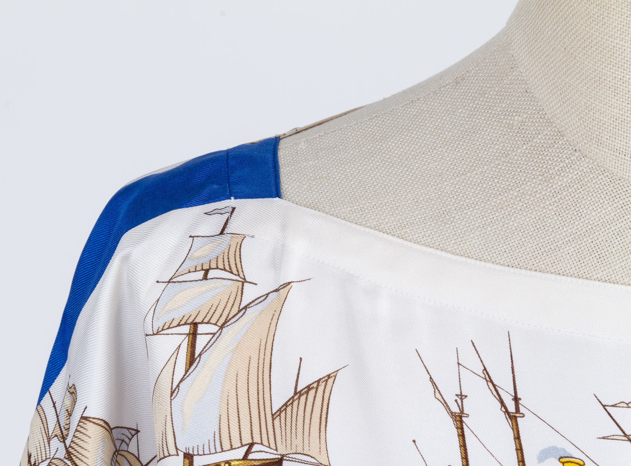 Herms Vessels Silk Dress White/Blue - Vintage Lux Herms Vessels Silk Dress White/Blue - Vintage Lux