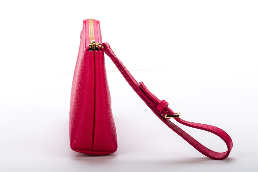 YSL Fuchsia Leather Wristlet Small Bag