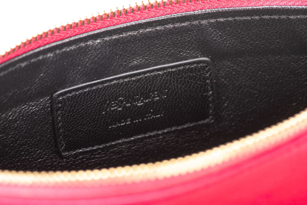 YSL Fuchsia Leather Wristlet Small Bag
