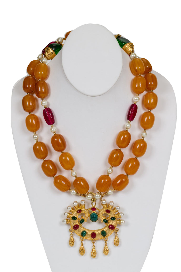 KJL Collectible XLong Amber Necklace
