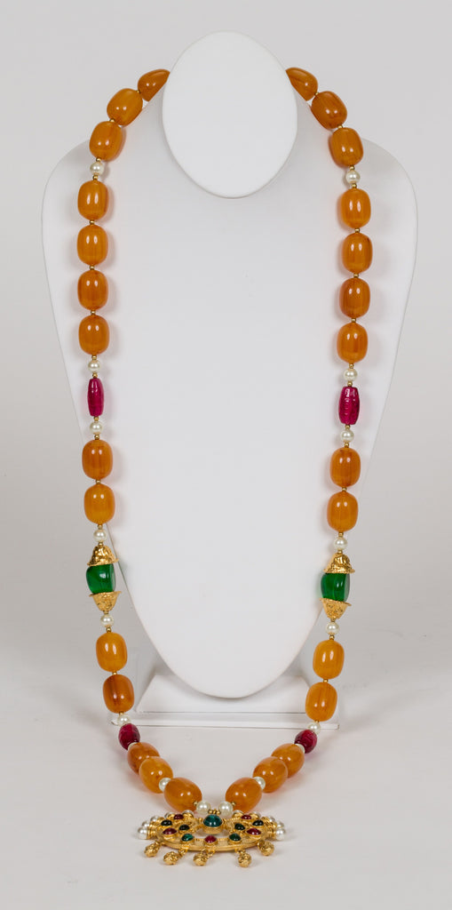 KJL Collectible XLong Amber Necklace