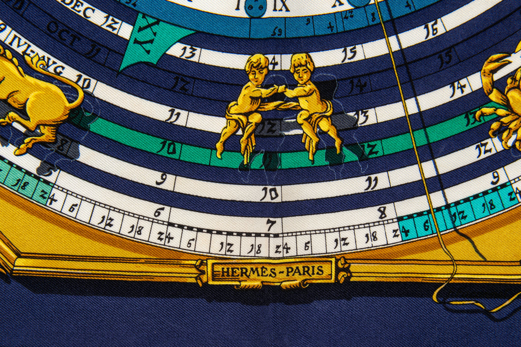 Hermès Navy Astrologie Silk Twill Scarf