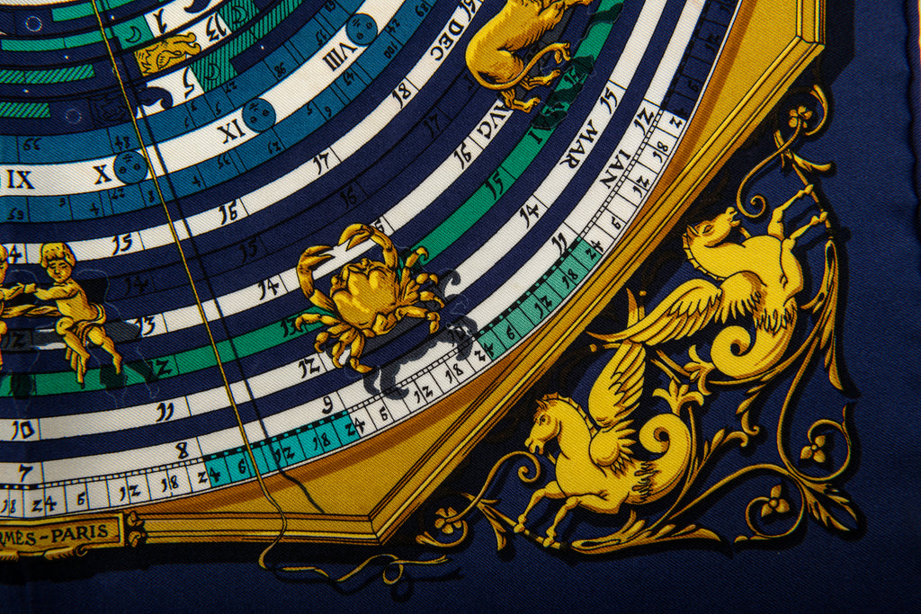Hermès Navy Astrologie Silk Twill Scarf