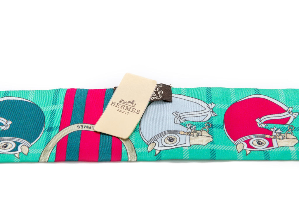 Hermès NIB Green Sellier Twilly Scarf