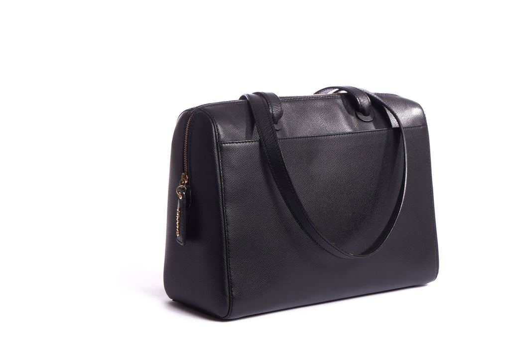 Chanel Epsom Black Leather Zipped Tote