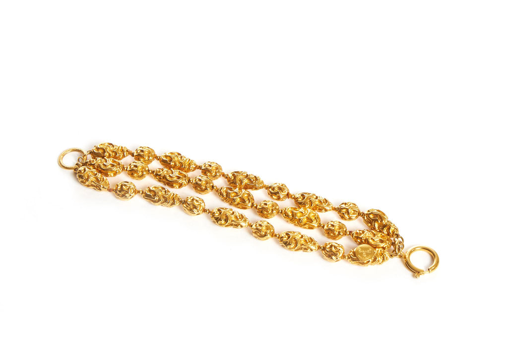Chanel Gold Three Strand Nugget Bracelet