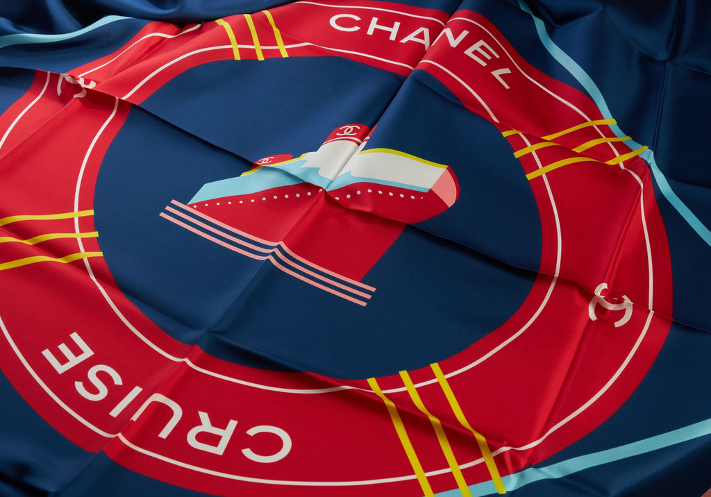 Chanel New La Pausa Navy Silk  Shawl