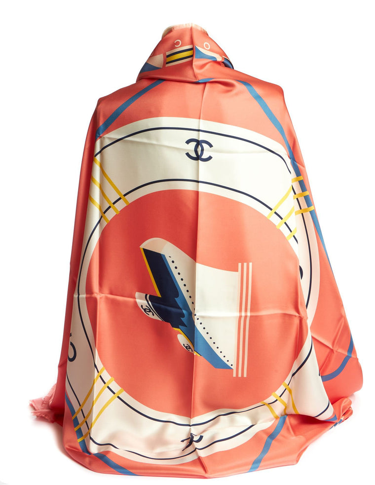 Chanel New La Pausa Coral Silk Shawl