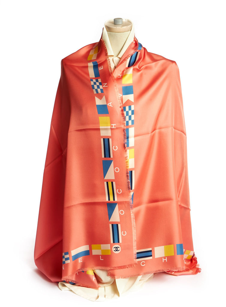 Chanel New La Pausa Coral Silk Shawl