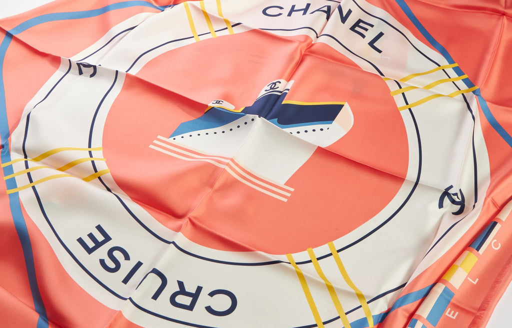 Chanel New La Pausa Coral Silk Shawl
