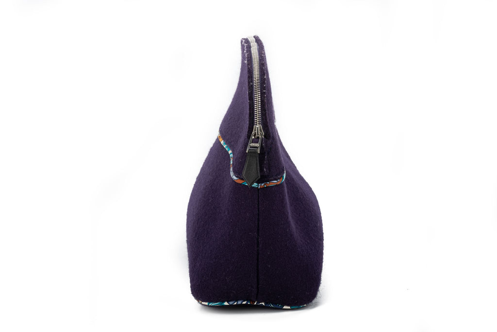 Hermes Blue Felt Bolide Silk Interior