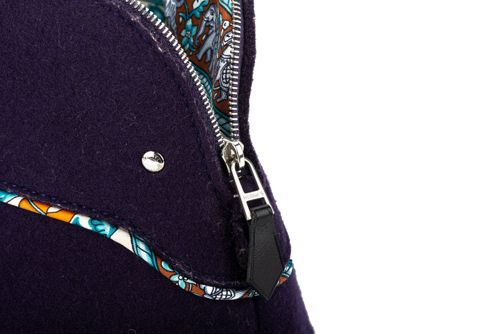 Hermes Blue Felt Bolide Silk Interior