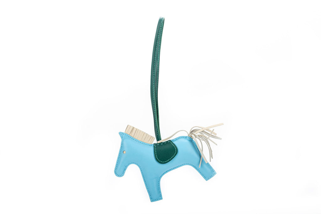 Hermès Grigri MM Rodeo Bag Charm Celeste