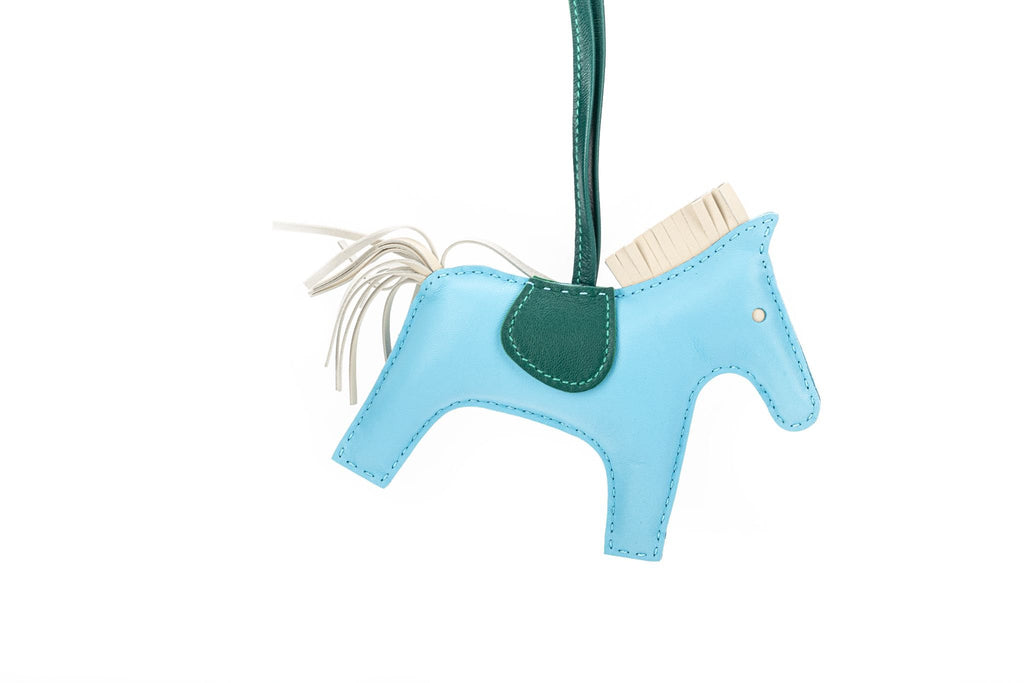 Hermès Grigri MM Rodeo Bag Charm Celeste