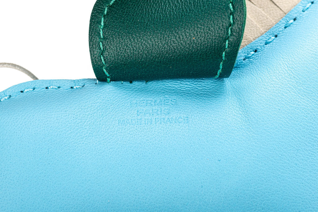 Hermès Grigri MM Rodeo Bag Charm Celeste