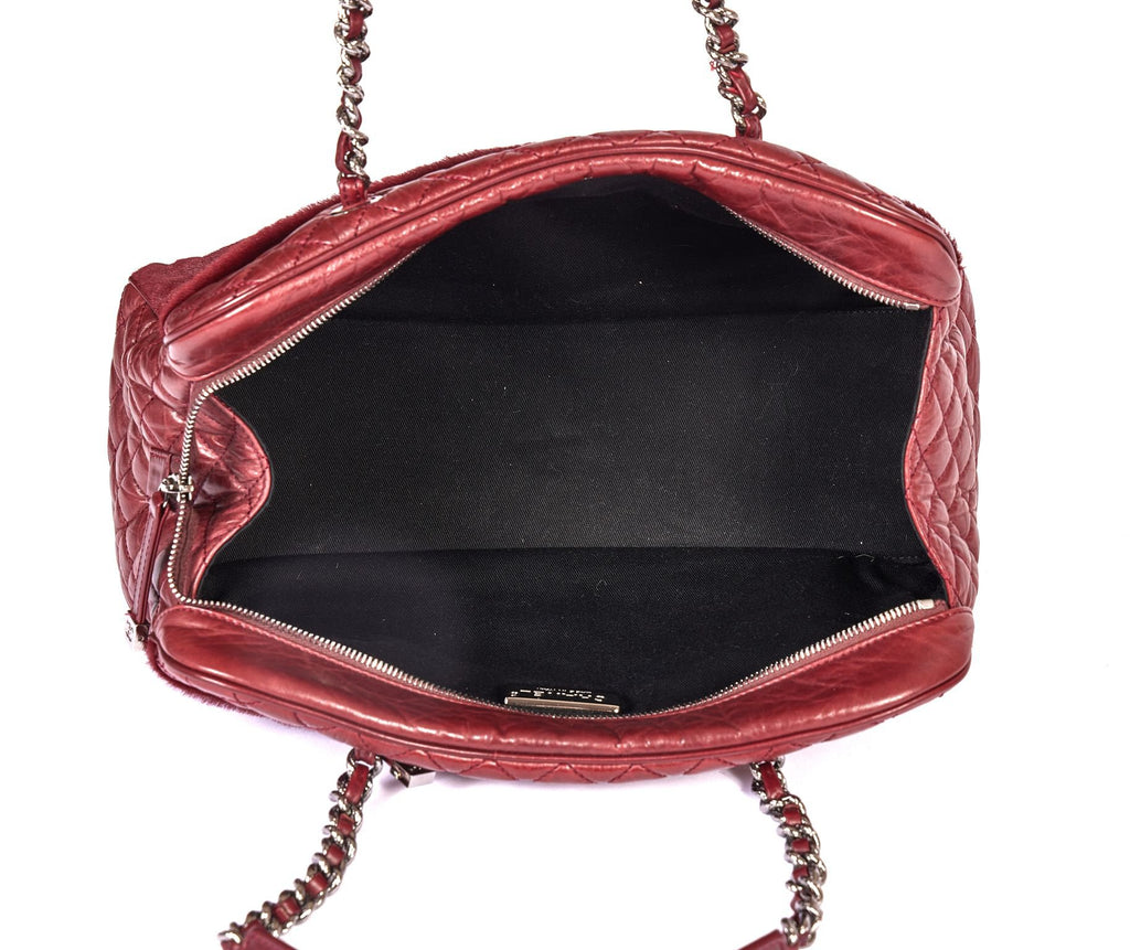 Chanel Burgundy Pony Hair Zipped Tote