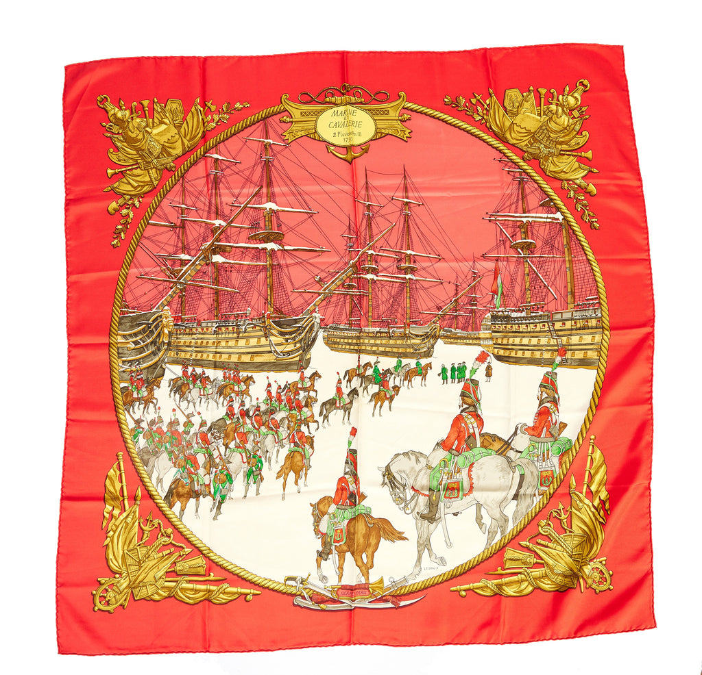 Hermès Red Marine et Cavalerie Scarf