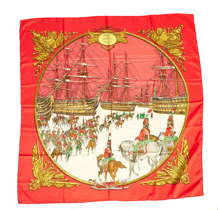 Hermès Red Marine et Cavalerie Scarf