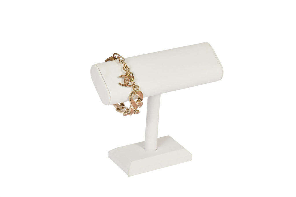 Chanel Beige Leather Chain Bracelet