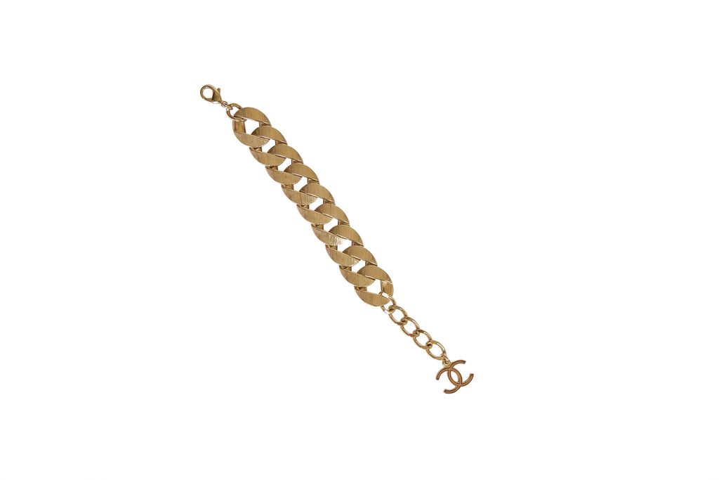 Chanel Beige Leather Chain Bracelet