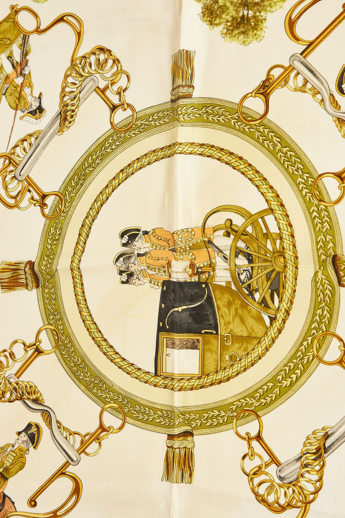 Hermes Brown Grande Attelage Silk Scarf