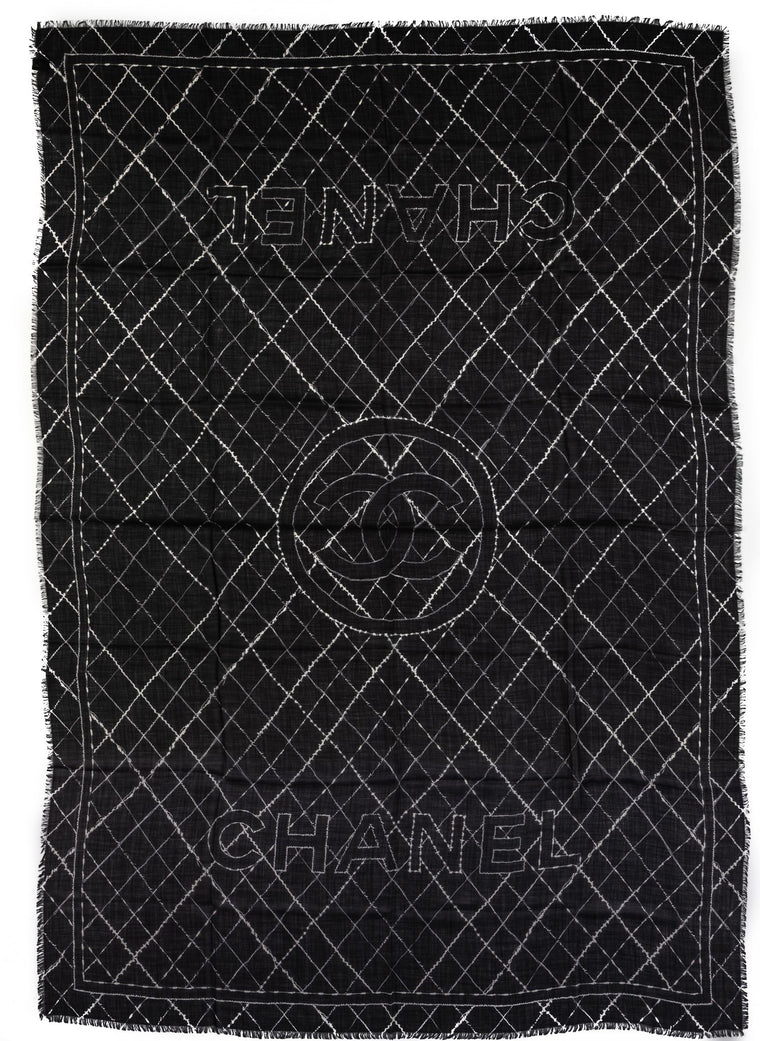 Chanel Black & White Cashmere Shawl