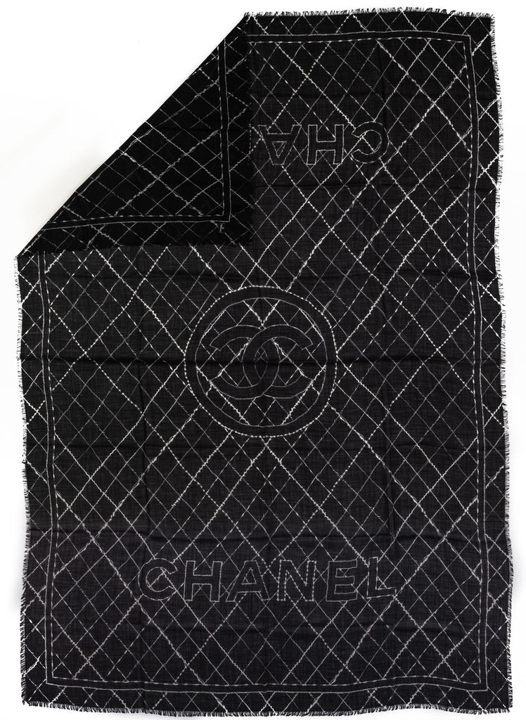 Chanel Black & White Cashmere Shawl
