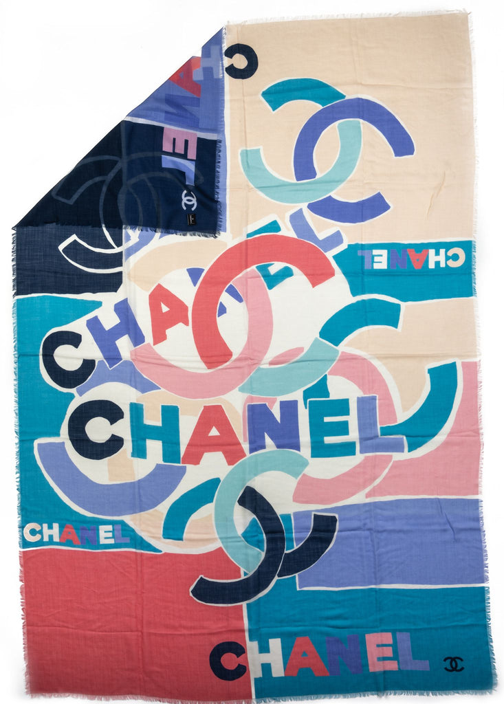 Chanel BN Multicolor Logo Cashmere Shawl