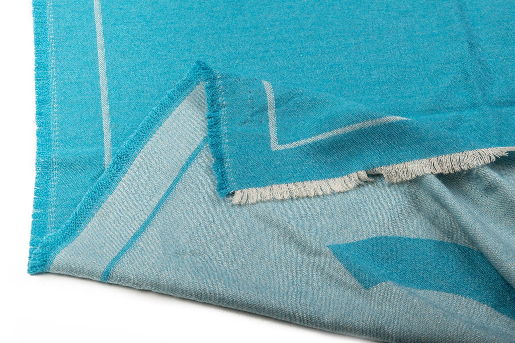 Chanel Turquoise Cashmere Logo Shawl
