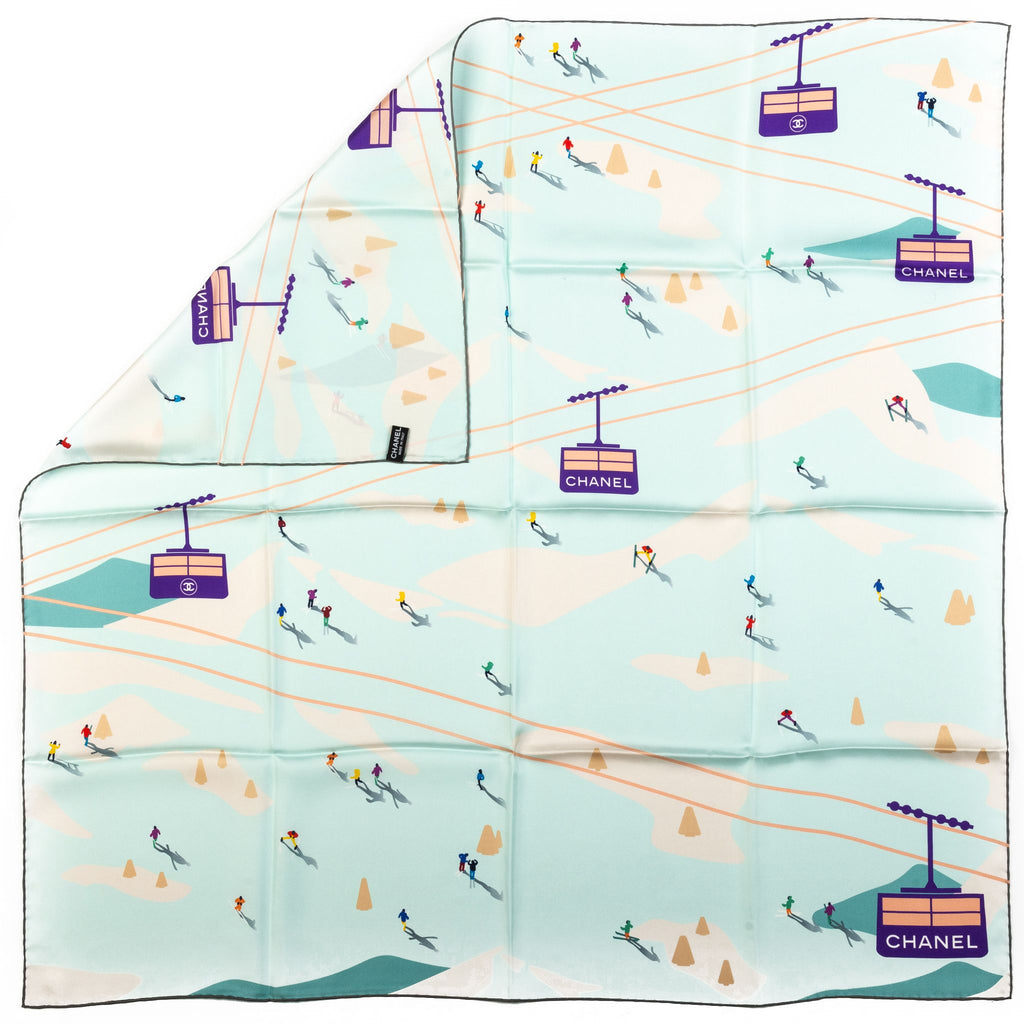 Chanel BN Seafoam Mountains Silk Scarf