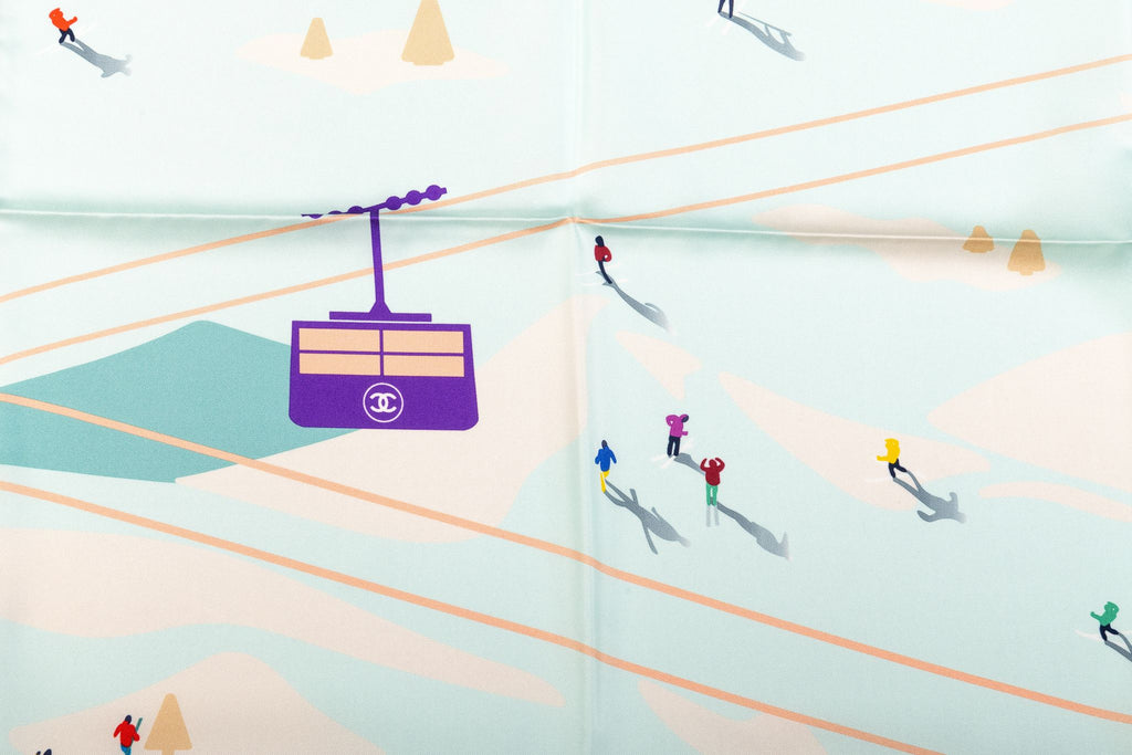 Chanel BN Seafoam Mountains Silk Scarf